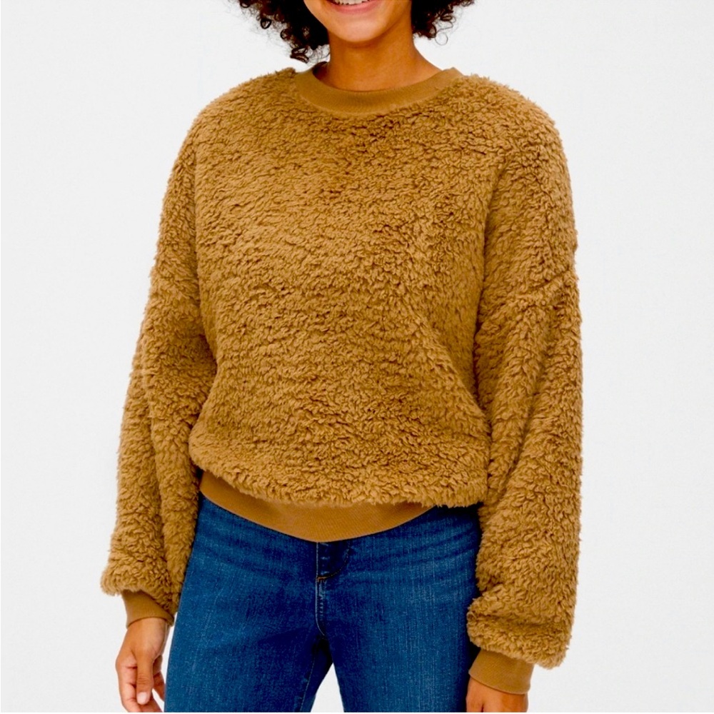 Cozy Gap Teddy Bear/Sherpa Cropped Sweatshirt